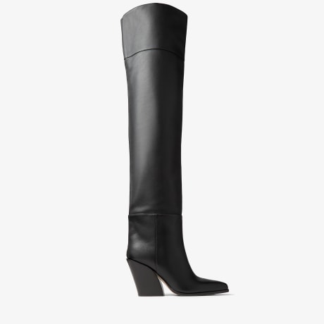 Black Smooth Leather Over-The-Knee Boots | MACEO OTK 85 | Summer 2022 ...