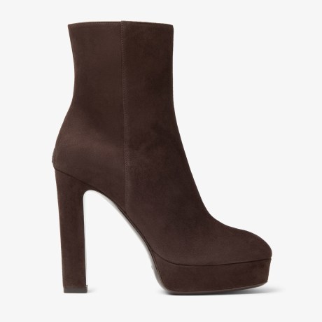 Marene Ankle Boot 120 | Chocolate Suede Pumps | JIMMY CHOO