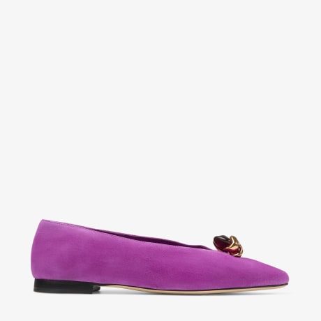 Jimmy Choo Gala Viola Mix フラットパンプス Margot Flat | Violet Orchid Suede Flats | JIMMY CHOO
