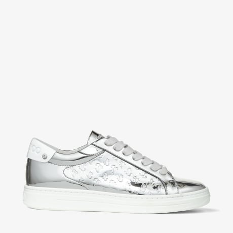 Silver Leather and Metallic JC Monogram Pattern Low Top