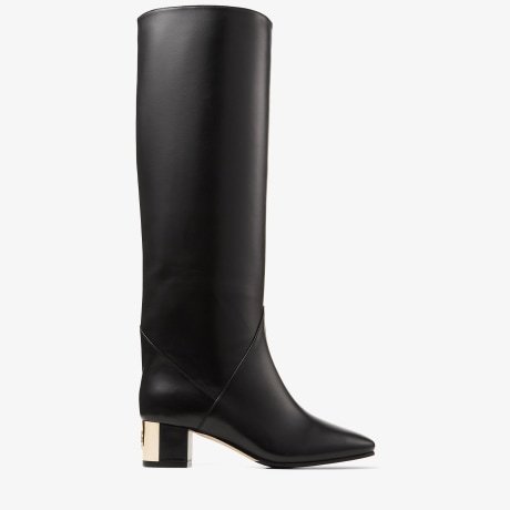 Black Nappa Leather Knee High Boots | RYDEA 45 | Autumn 2022 collection ...