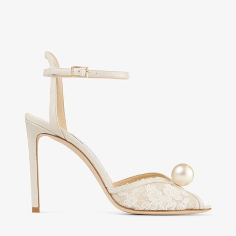 Ivory Floral Lace Sandals with Pearl Detail|SACORA 100 |Cruise '20 ...