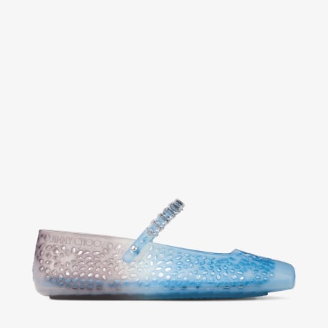 The Jelly | Denim Degradé Jelly Ballerina Flats with Crystal