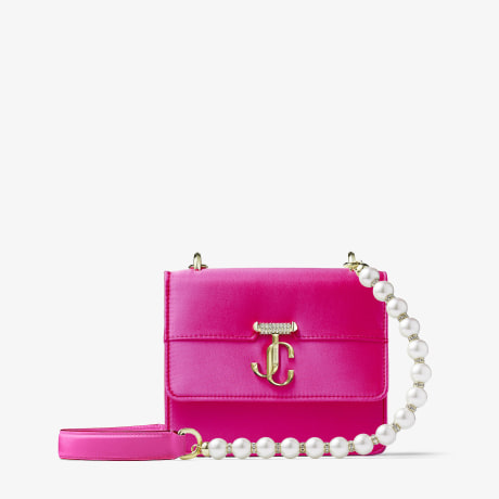 Ballet Pink Box Leather Shoulder Bag with Pearl Strap | VARENNE ...