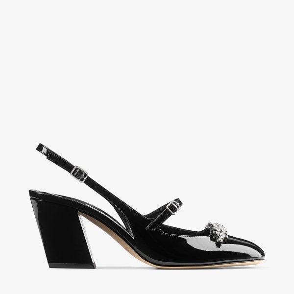 leather sling back shoes ブラック SLEEK 50 SLINGBACK in BLACK for Women | Stuart Weitzman®