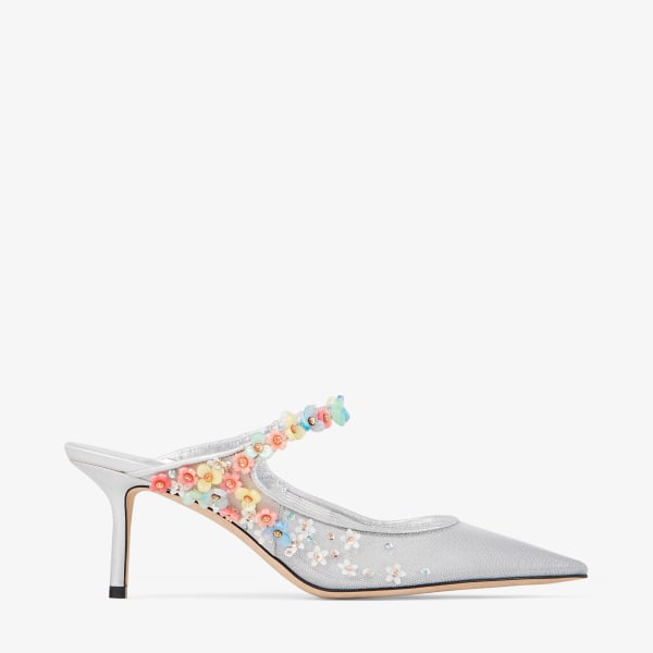 Bing Daisy 65 |Silver Metallic Mesh Mule with Daisy