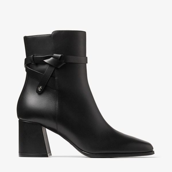 Lawton Ankl Boot 65 | 黑色牛皮革踝靴| JIMMY CHOO