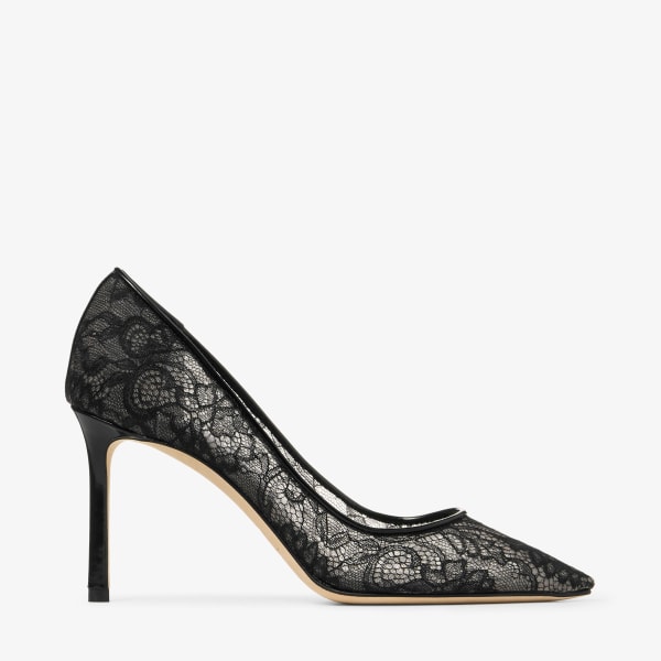 Romy 85 | Black Jimmy Choo Lace Pumps | JIMMY CHOO