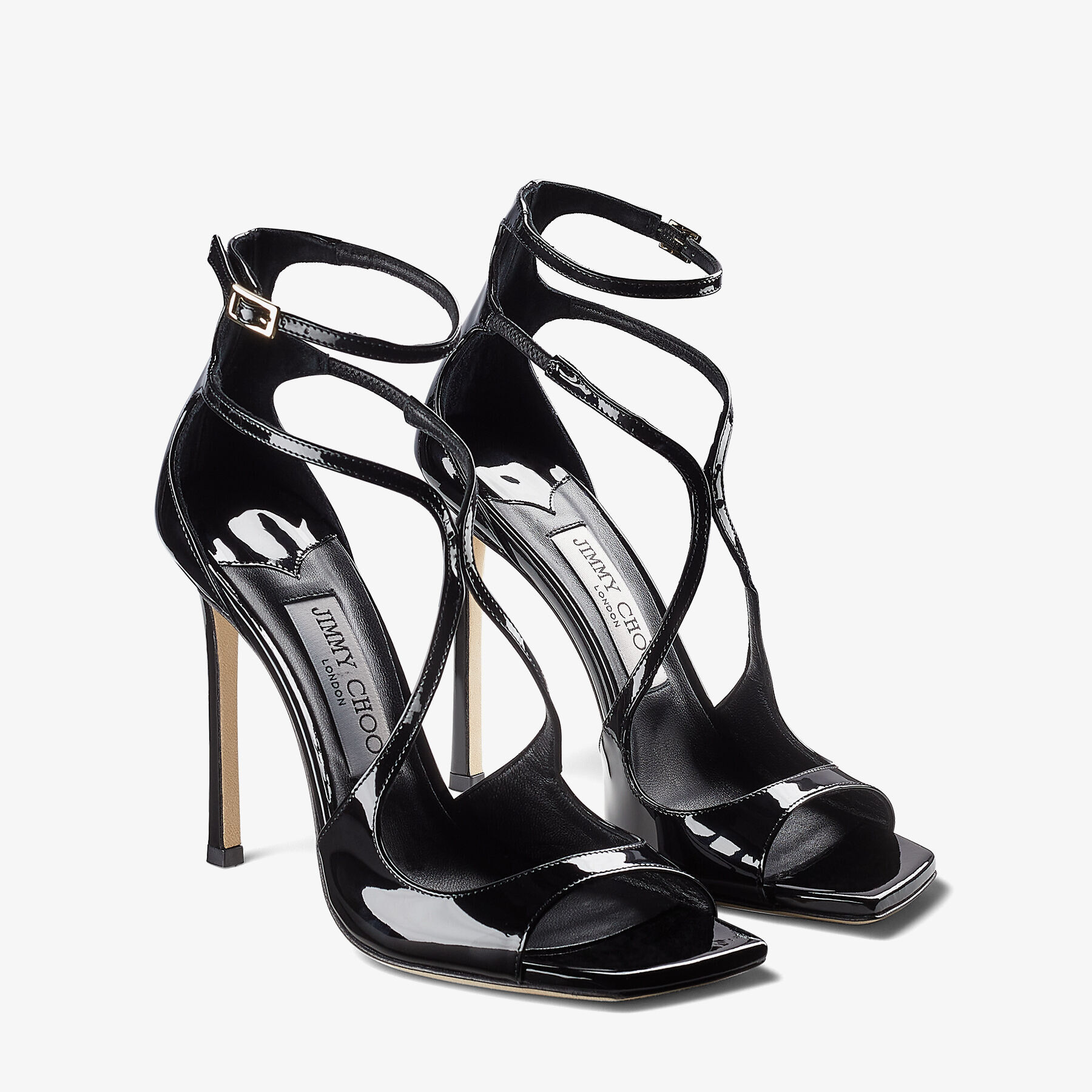 Black Patent Leather Sandals | AZIA 110 