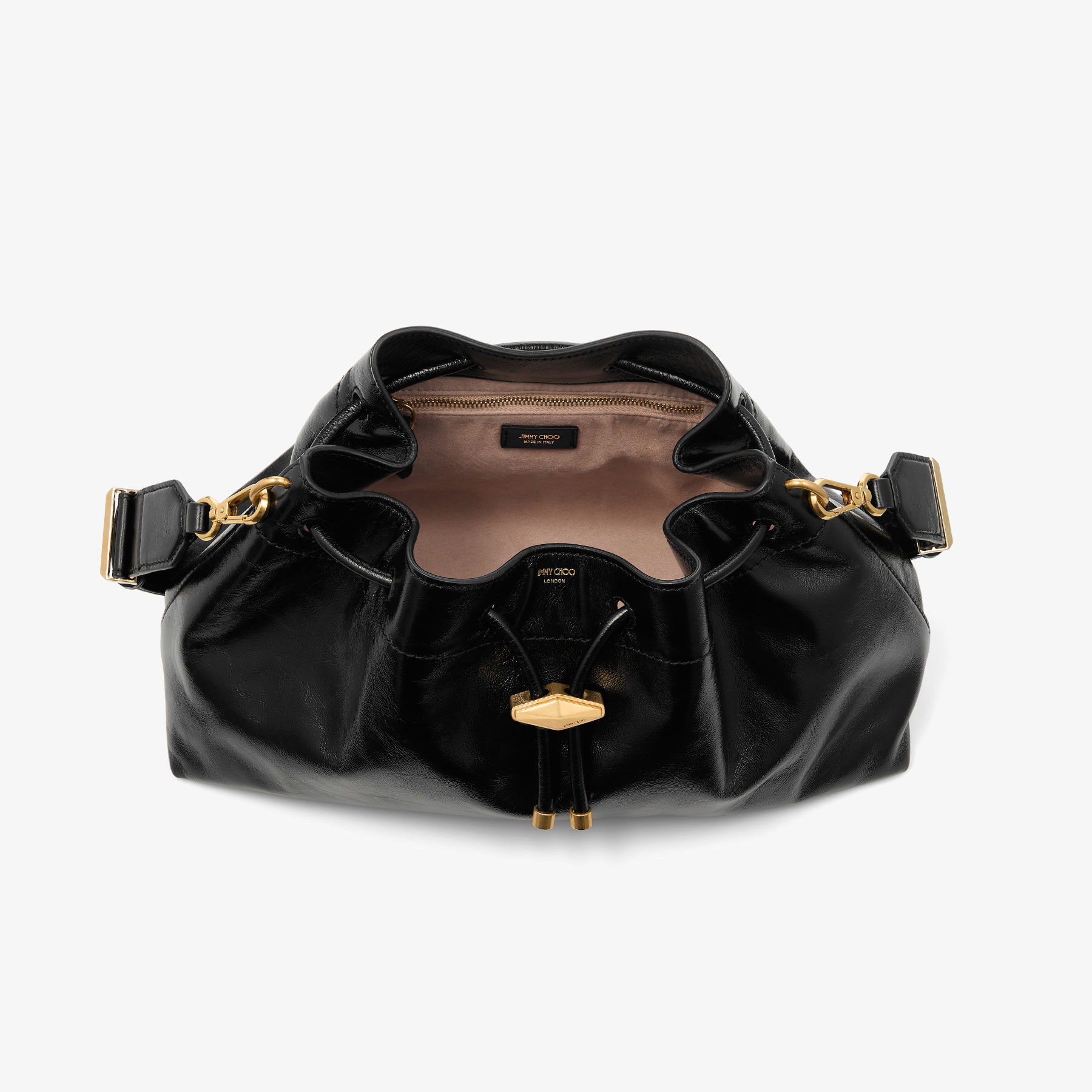 Cinch Medium Black Soft Shiny Biker Leather Shoulder Bag JIMMY CHOO — free download