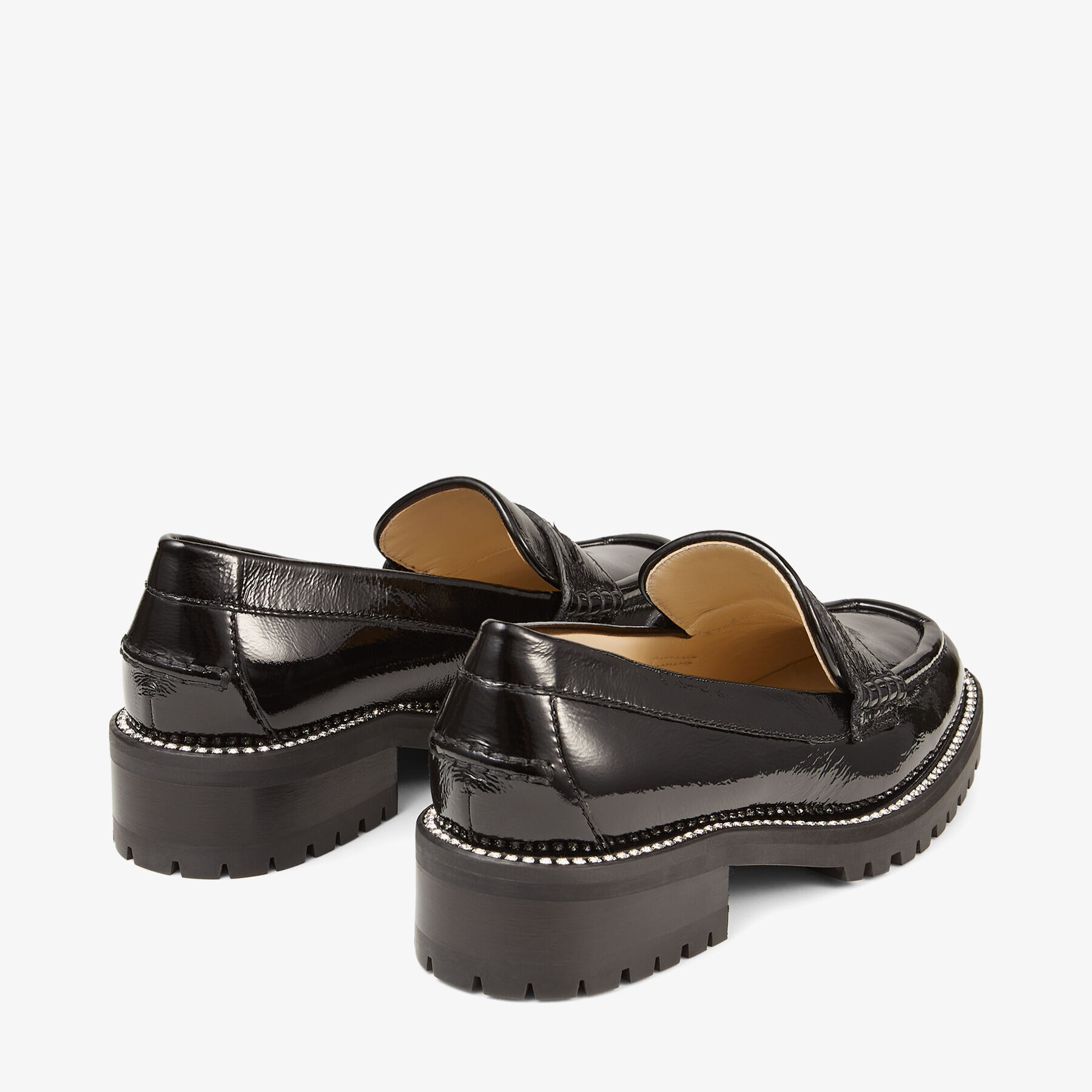Black Naplack Loafers with Crystal 