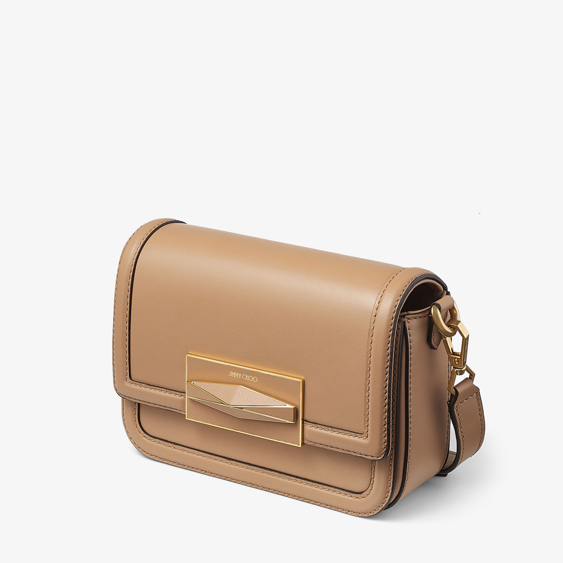 Diamond Crossbody | Latte Smooth Calf Leather Top Handle Bag