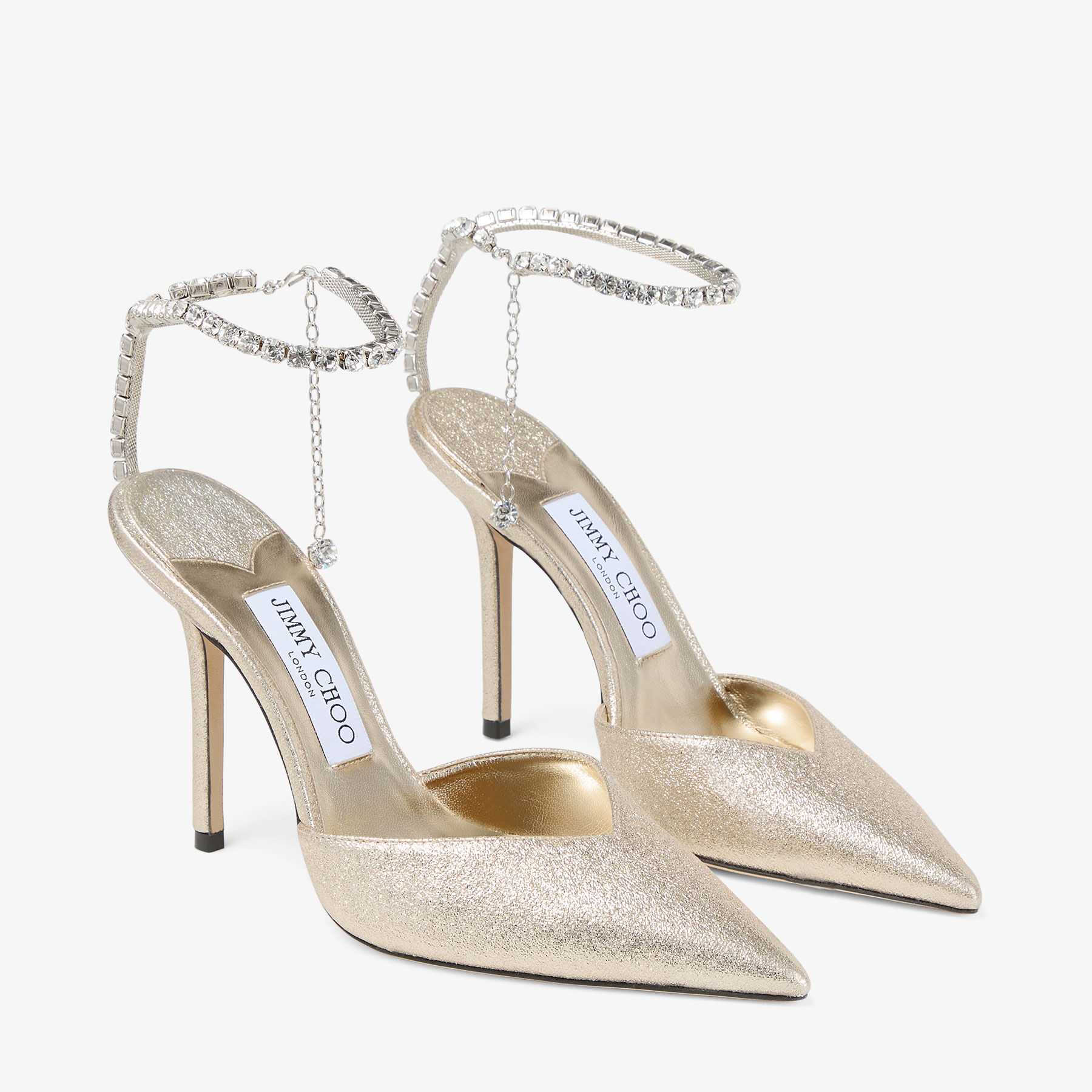 Saeda 100 | Platinum Brilliance Fabric Pumps with Crystal Chain | JIMMY ...