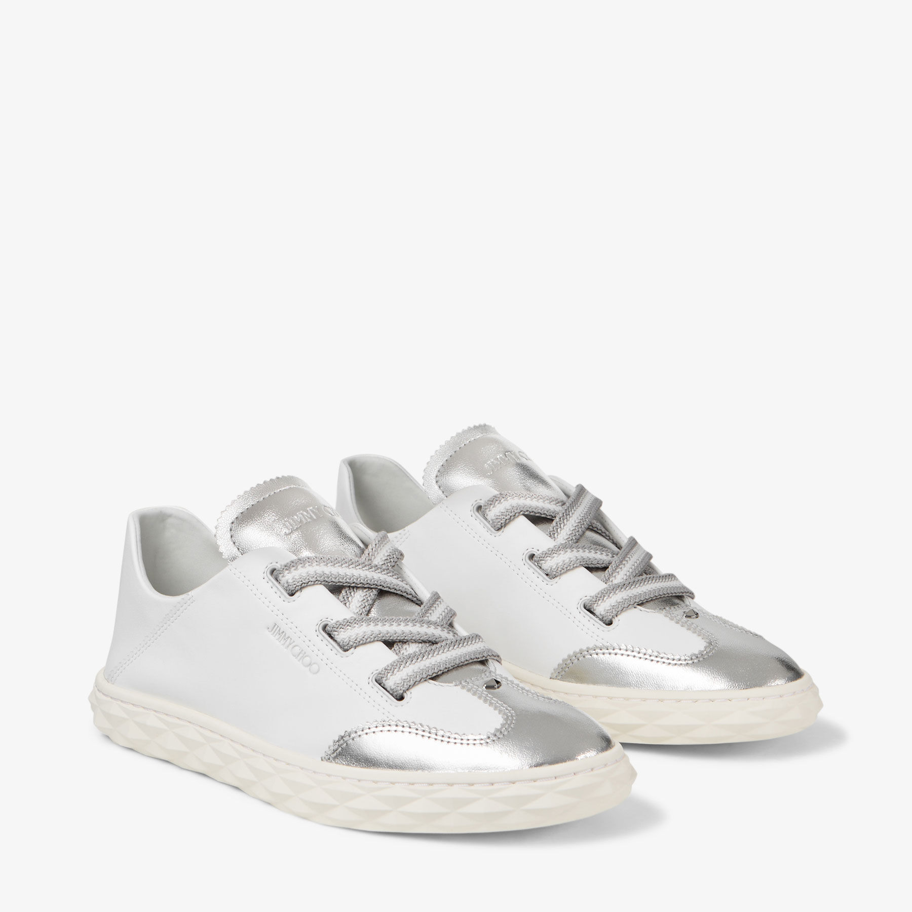 定価11万美品ジミーチュウ スニーカー メタリックシルバー 40 店舗限定 ダイヤモンド ライト フレックス F | シルバー メタリックレザー