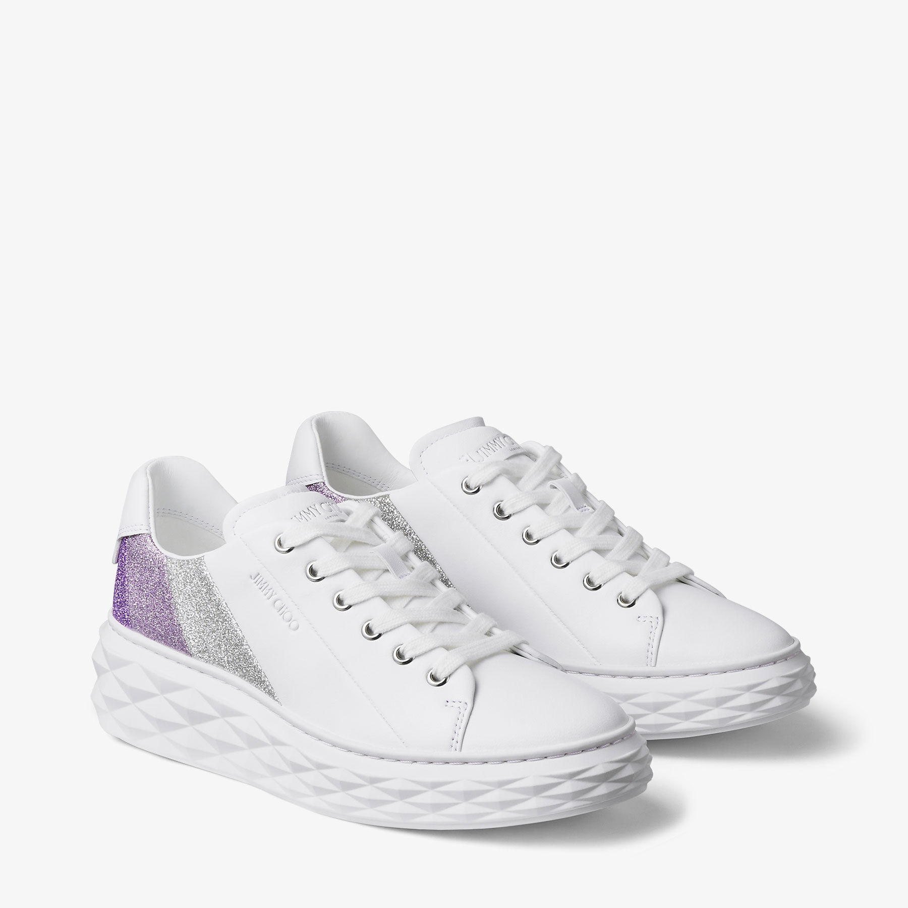 JIMMY CHOO ジミーチュウ DIAMOND LIGHT MAXI/F 国内在庫即発 Diamond Light Maxi/F | White Leather Trainers| JIMMY CHOO