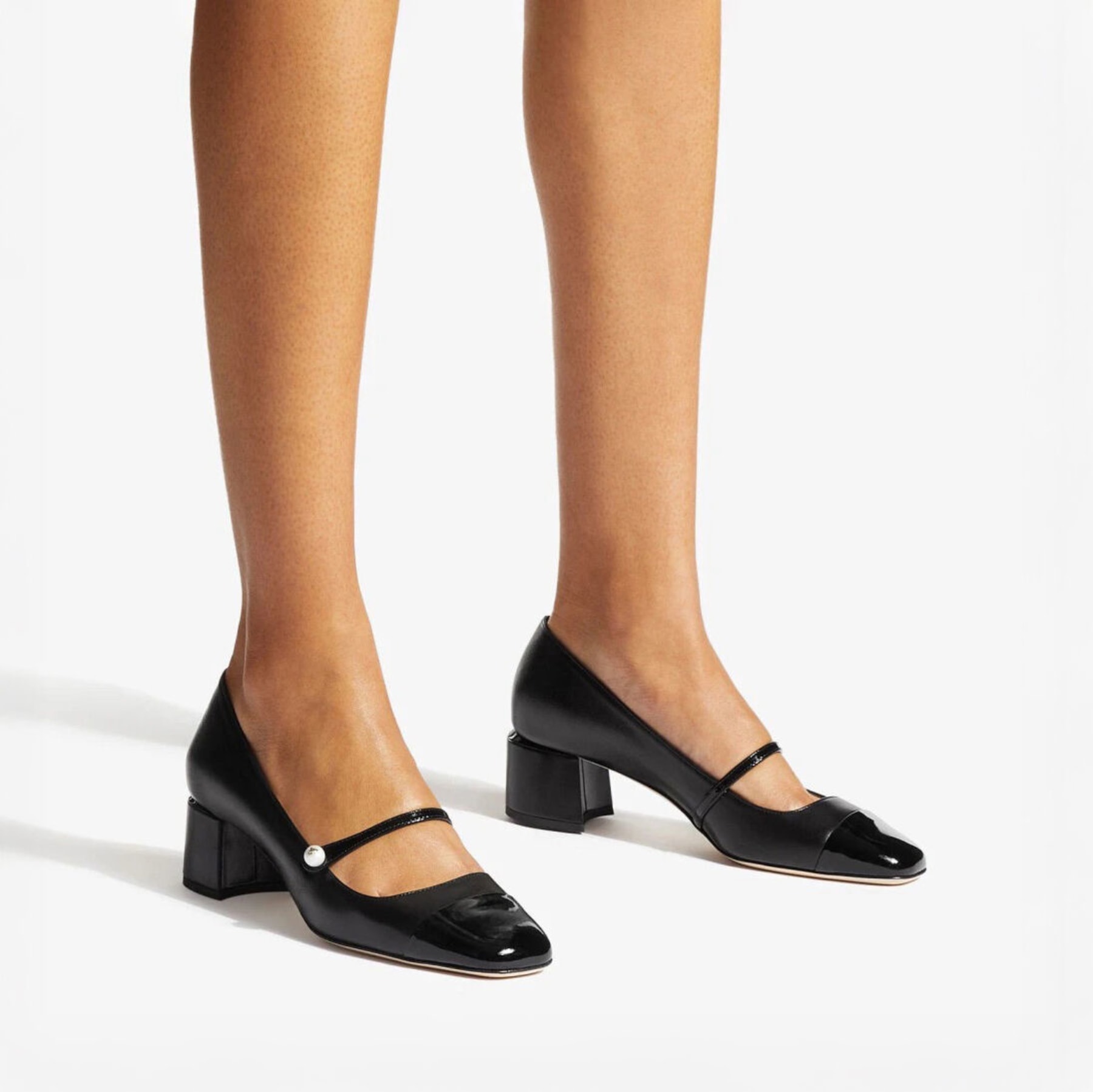 【ファッション好きが選ぶ人気ブランドランキング】 ELISA 45 | Black ナッパレザー X パテントレザー・パンプス ブラック系