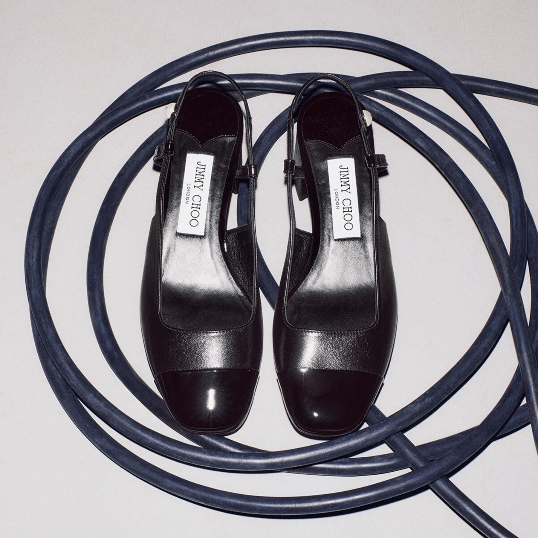 JIMMY CHOO 黒 レザースリングバックパンプス Amel 50 | ブラックナッパレザー・スリングバックパンプス | 新作