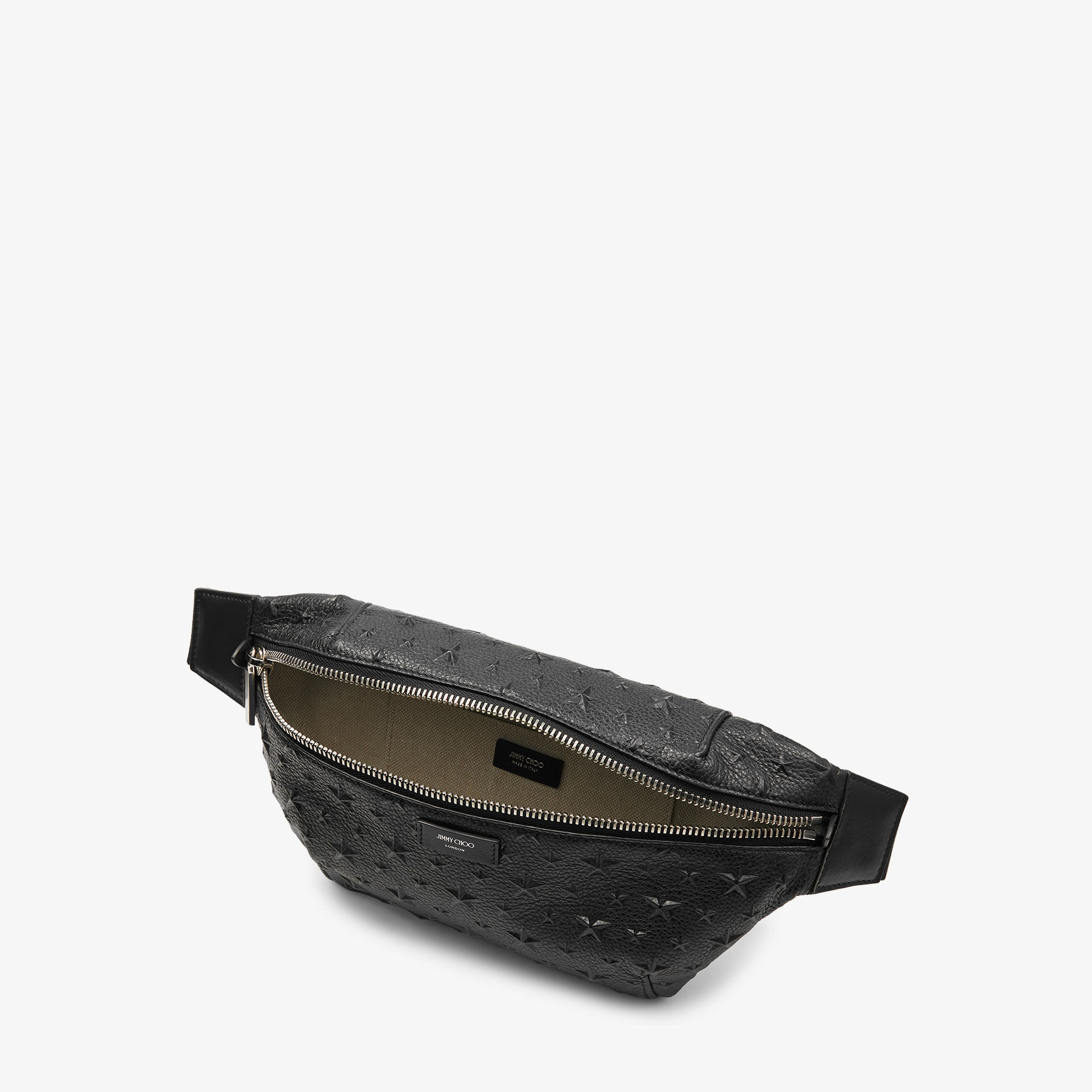 Finsley｜スターエンボス付き ブラックレザー・ベルトバッグ｜新作