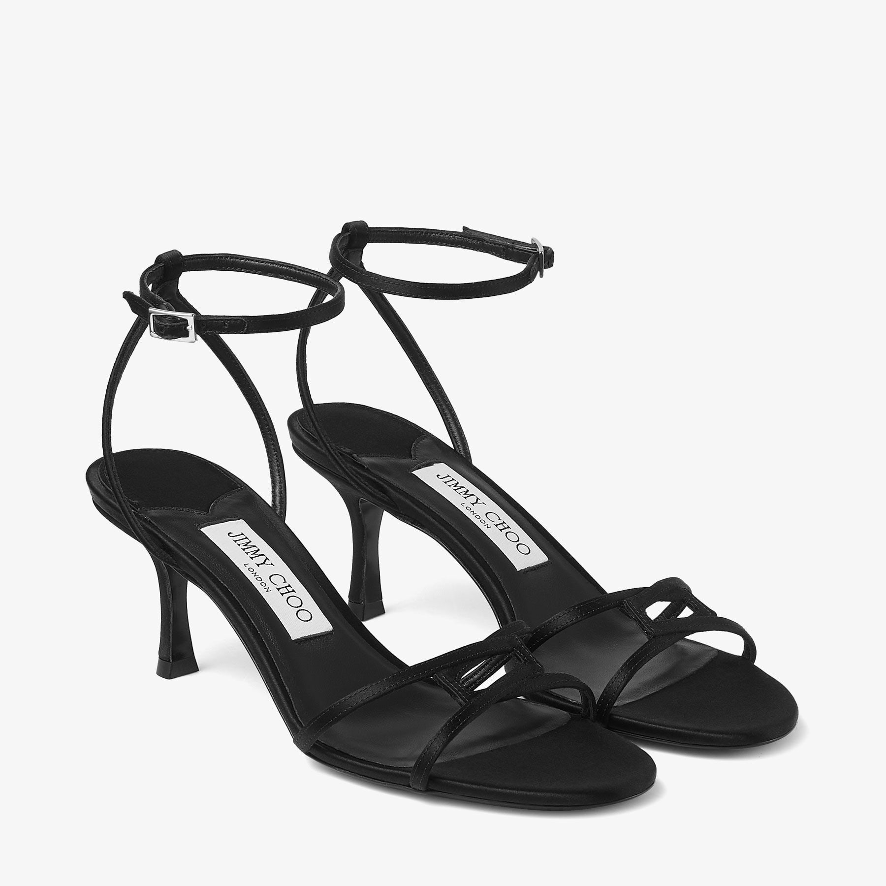 Leo 65 | Black Satin Sandals | JIMMY CHOO