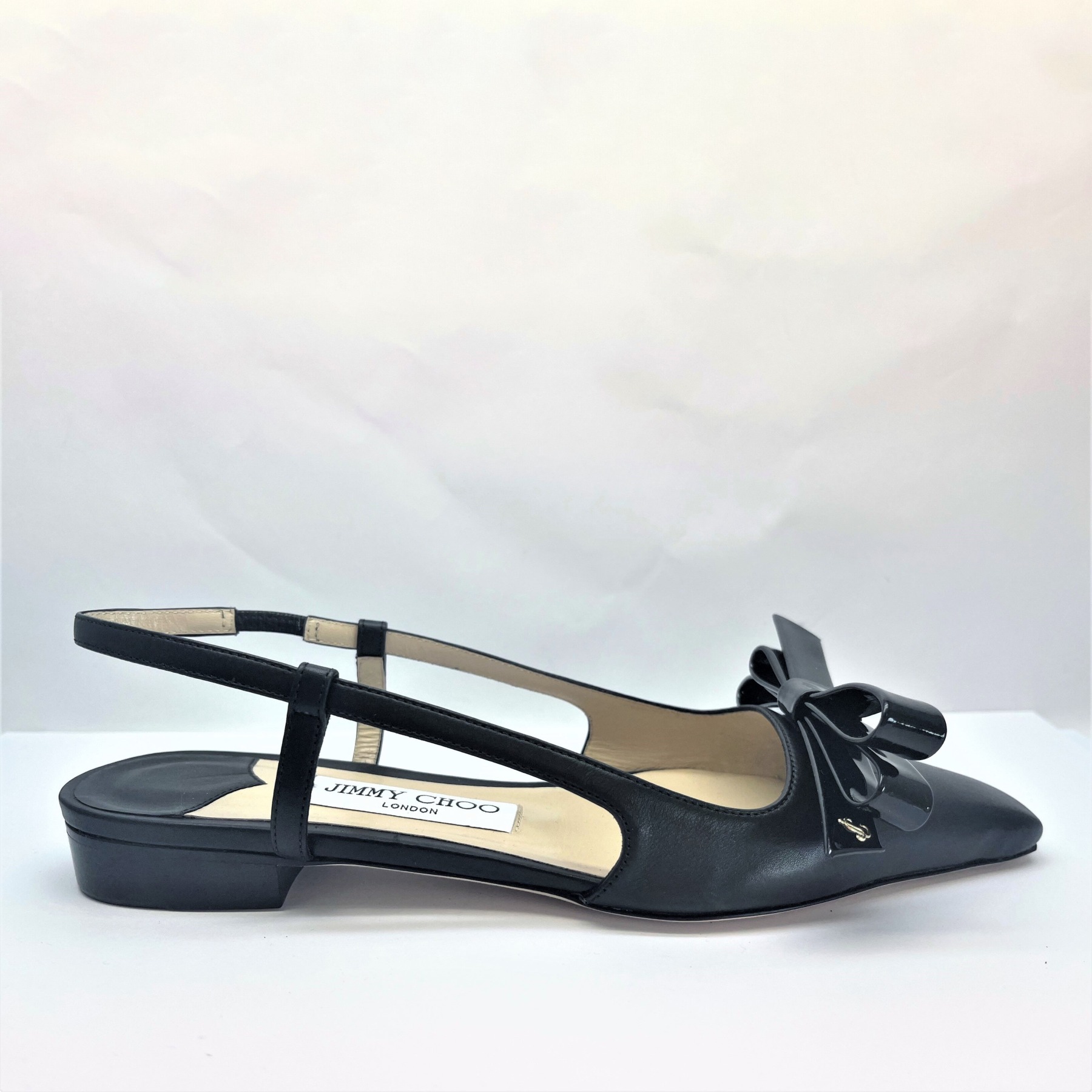 Adalee SB | Black Nappa/Patent Leather Sling Back Flats| New Adalee SB | Black Nappa/Patent Leather Sling Back Flats| New