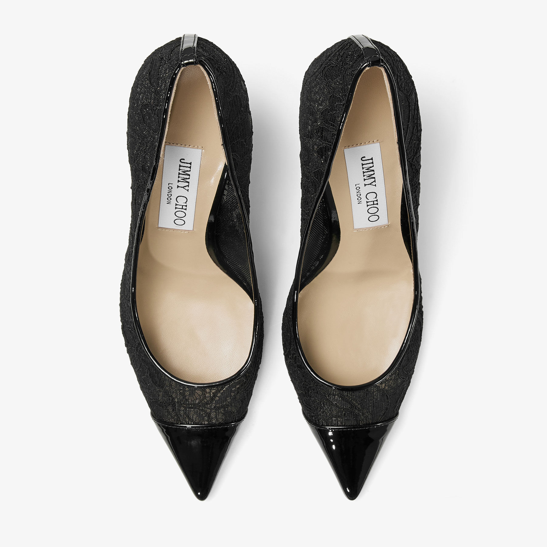 Agnes |Zapatos de salón en encaje y charol de color negro | JIMMY CHOO