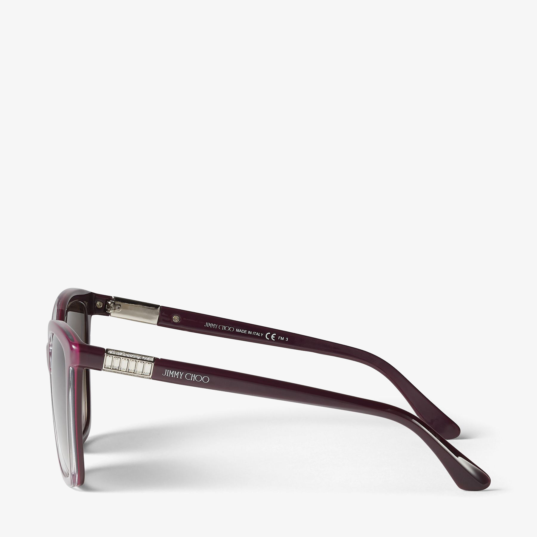 Opal Burgundy Square-Frame Sunglasses with Swarovski Crystal