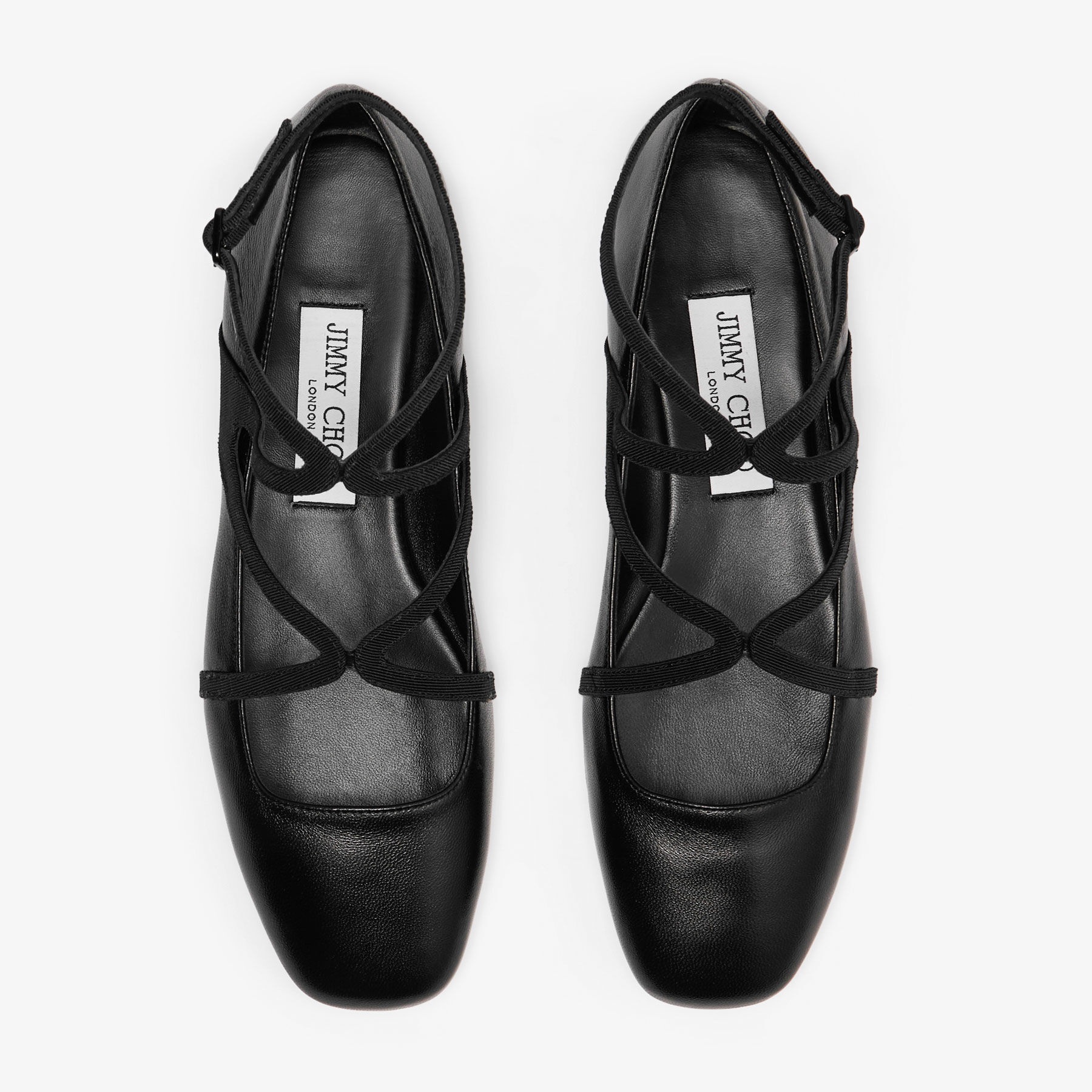 【関税&送料込】Jimmy Choo Black Nappa Leather Ballerinas ELME FLAT | Black Nappa Leather Flats with Pearl