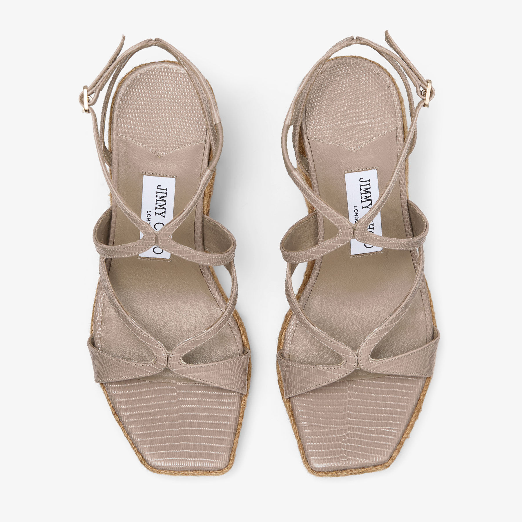 Ayla 110 | Taupe Lizard Printed Leather Wedge | JIMMY CHOO AU