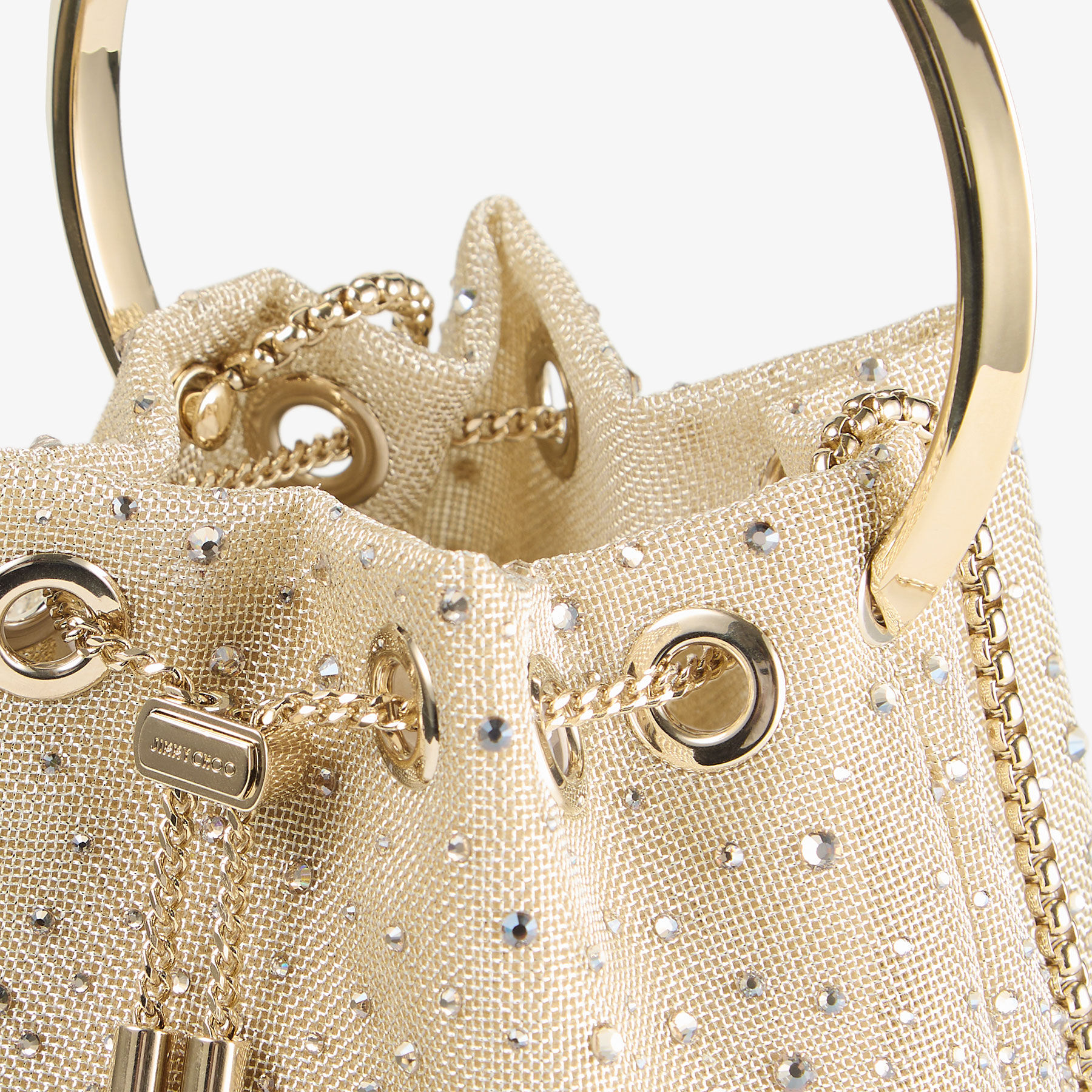 Mesh Handbag Bon Bon | Honey Metallic Mesh Handbag with Degrade Crystals | JIMMY CHOO