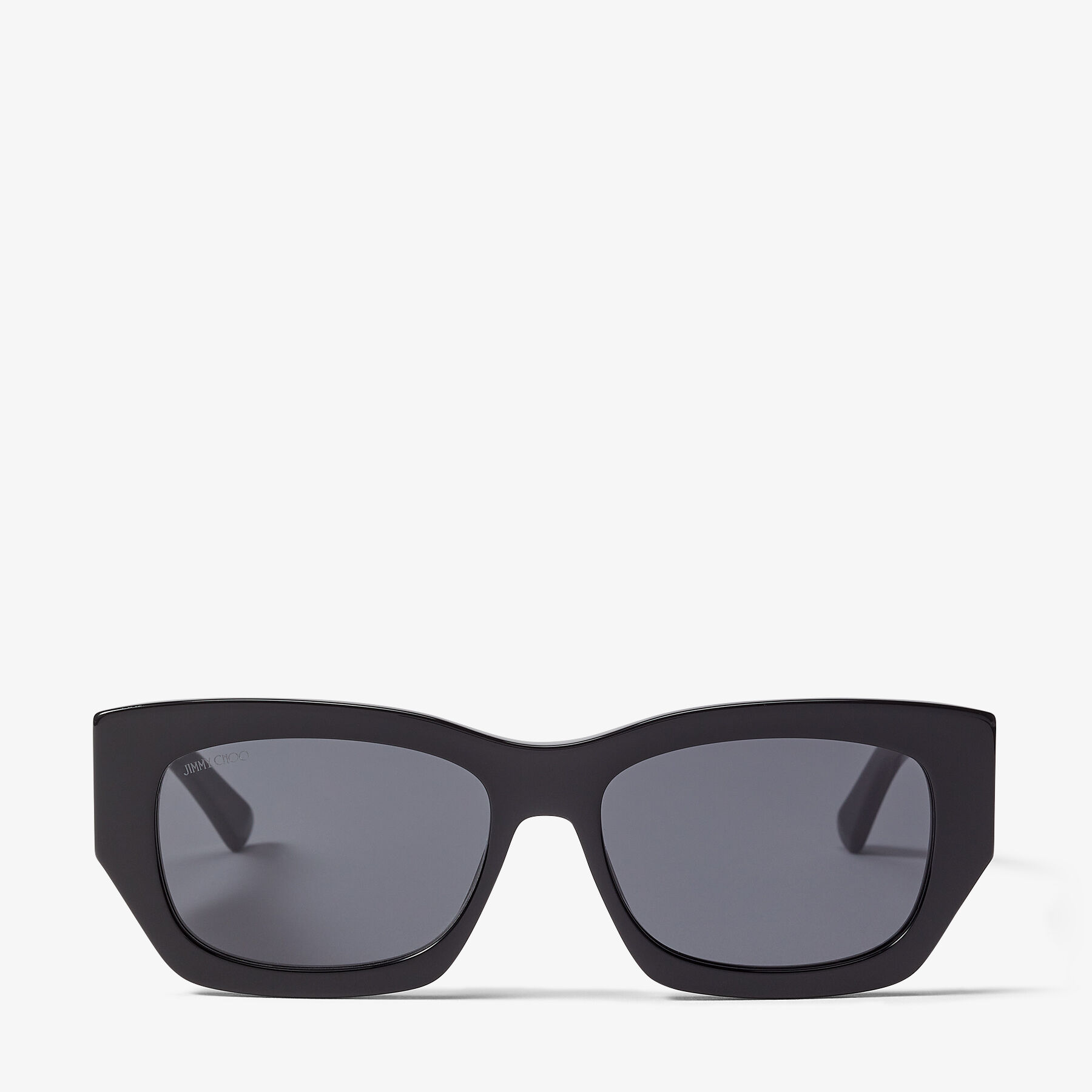 Gafas de sol con montura cuadrada de color negro con emblema de JC en  fucsia| CAMI | Primavera 2022 | JIMMY CHOO