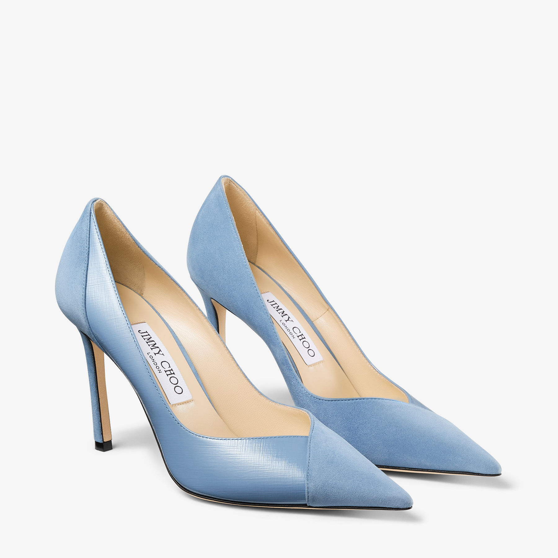 CASS 95 | Smoky Blue Suede and Etched Patent Leather Pumps 