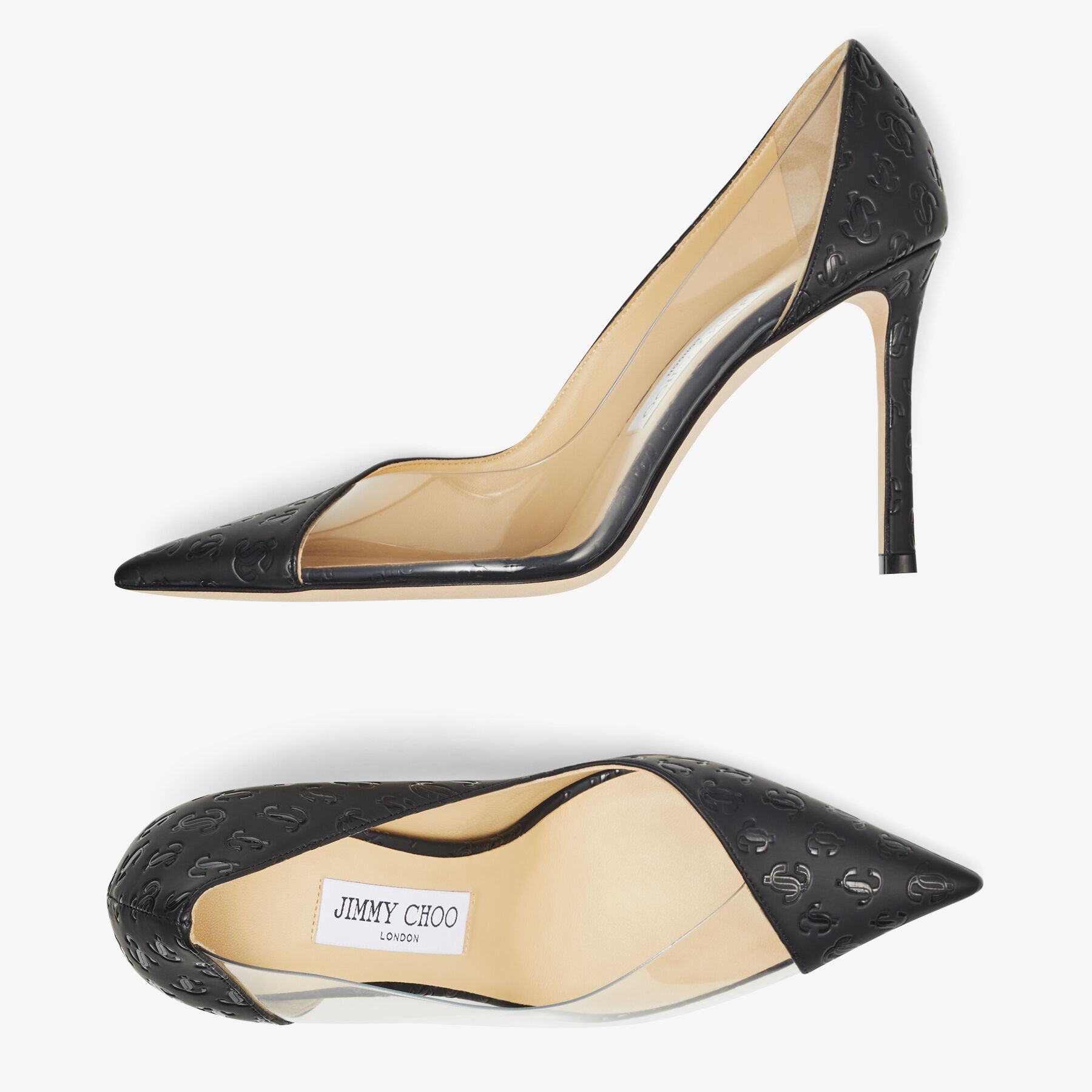 CASS 95 | Black JC Monogram and Clear Plexi Pumps | Spring
