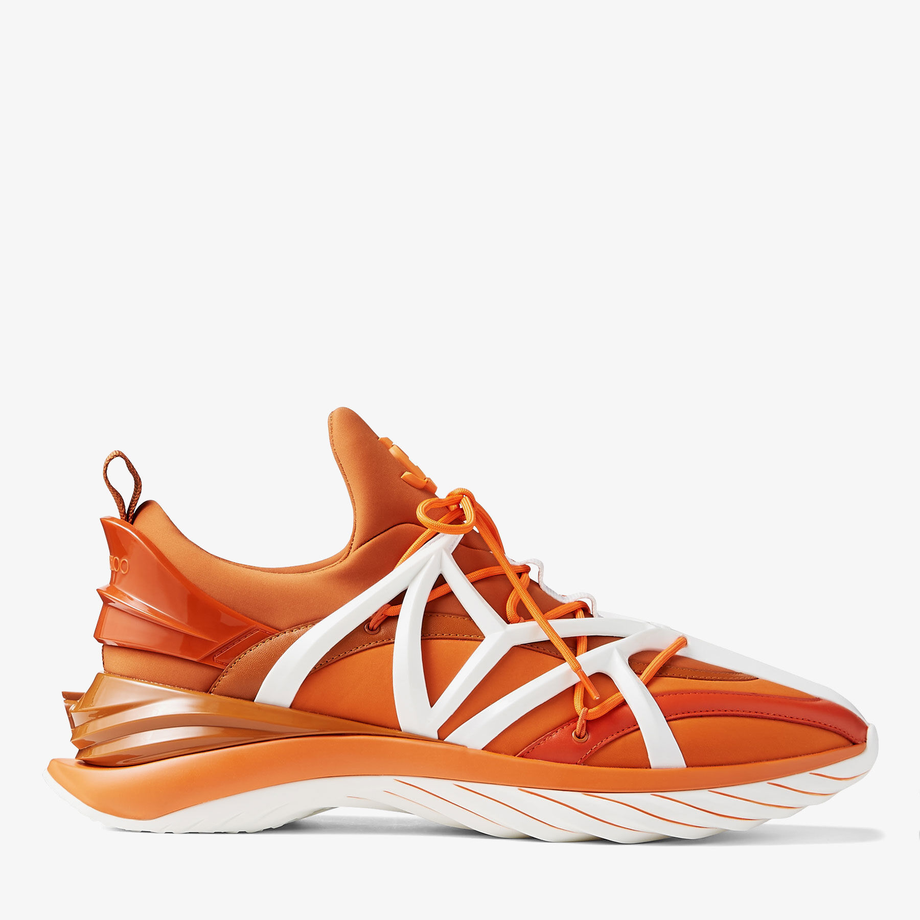 VipSale★Jimmy Choo COSMOS JC エンブレム スニーカー A.Orange Amber Orange Leather and Neoprene Low-Top Trainers | COSMOS