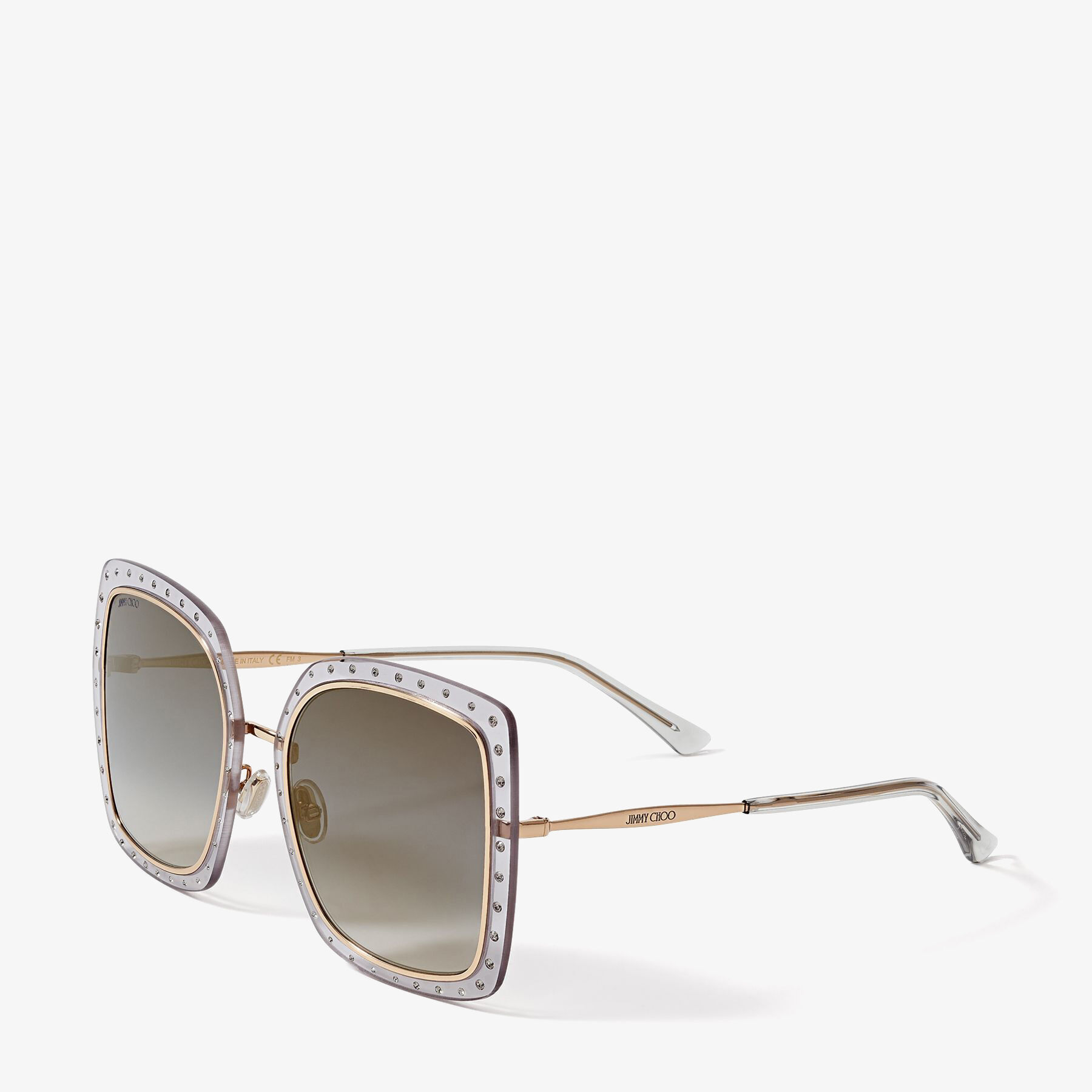 Herinnering condoom Mens Grey and Gold Square-Frame Sunglasses with Swarovski Crystal Embellishment  | DANY | Spring Summer 2021 | JIMMY CHOO