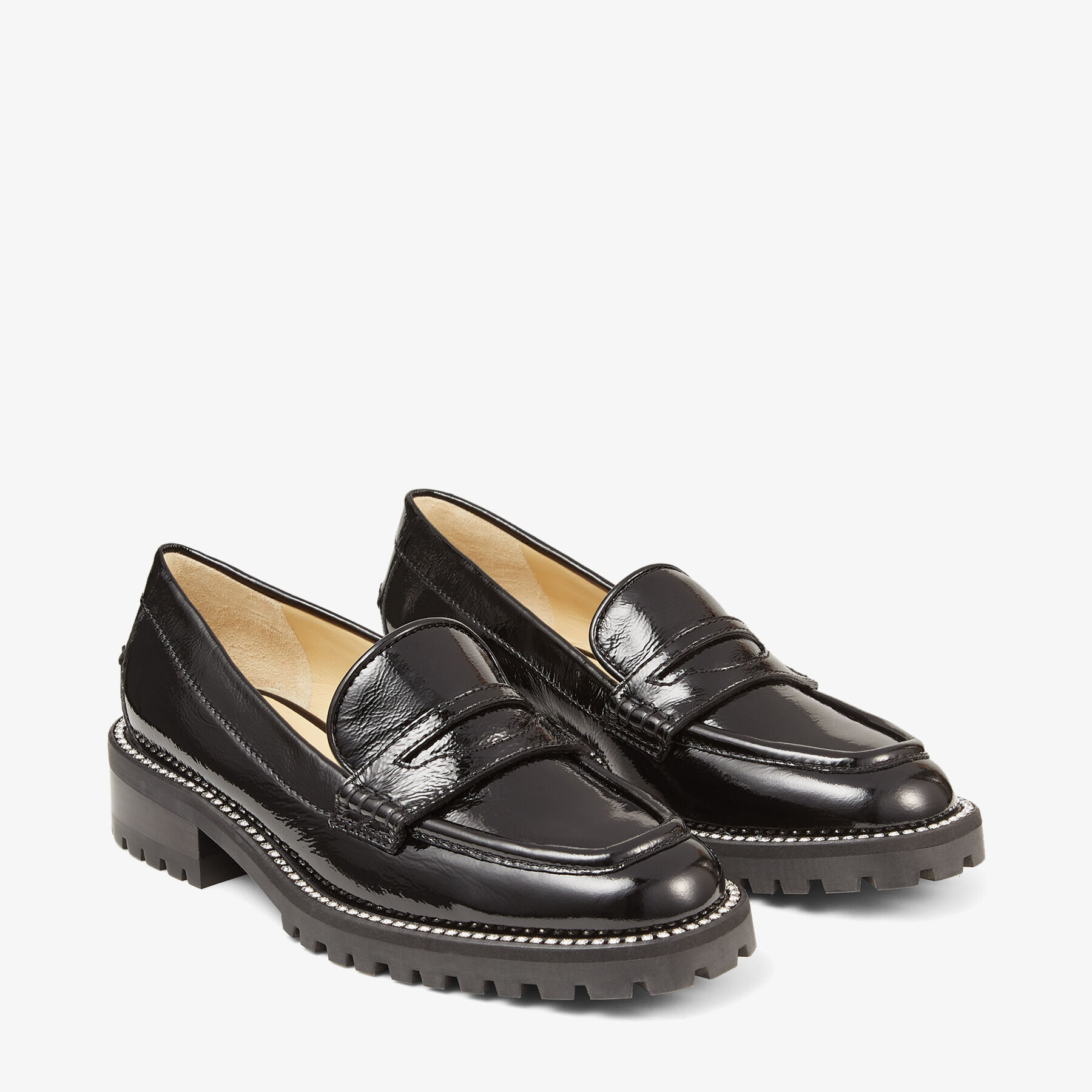 Black Naplack Loafers with Crystal 