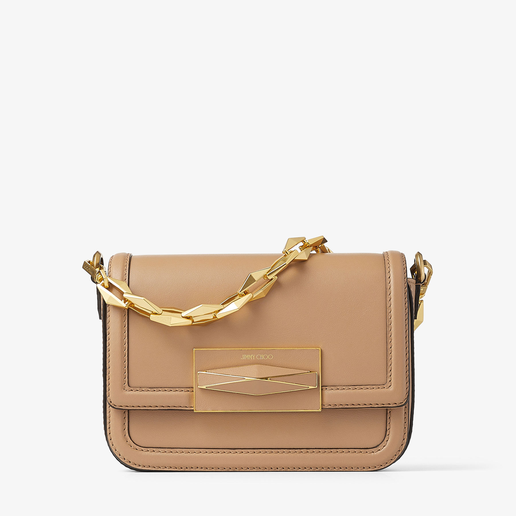 JIMMY CHOO Diamond Crossbody カーフレザー Top Handle バッグ DIAMOND TOPHANDLE | Black Box Calf Leather Top Handle Bag