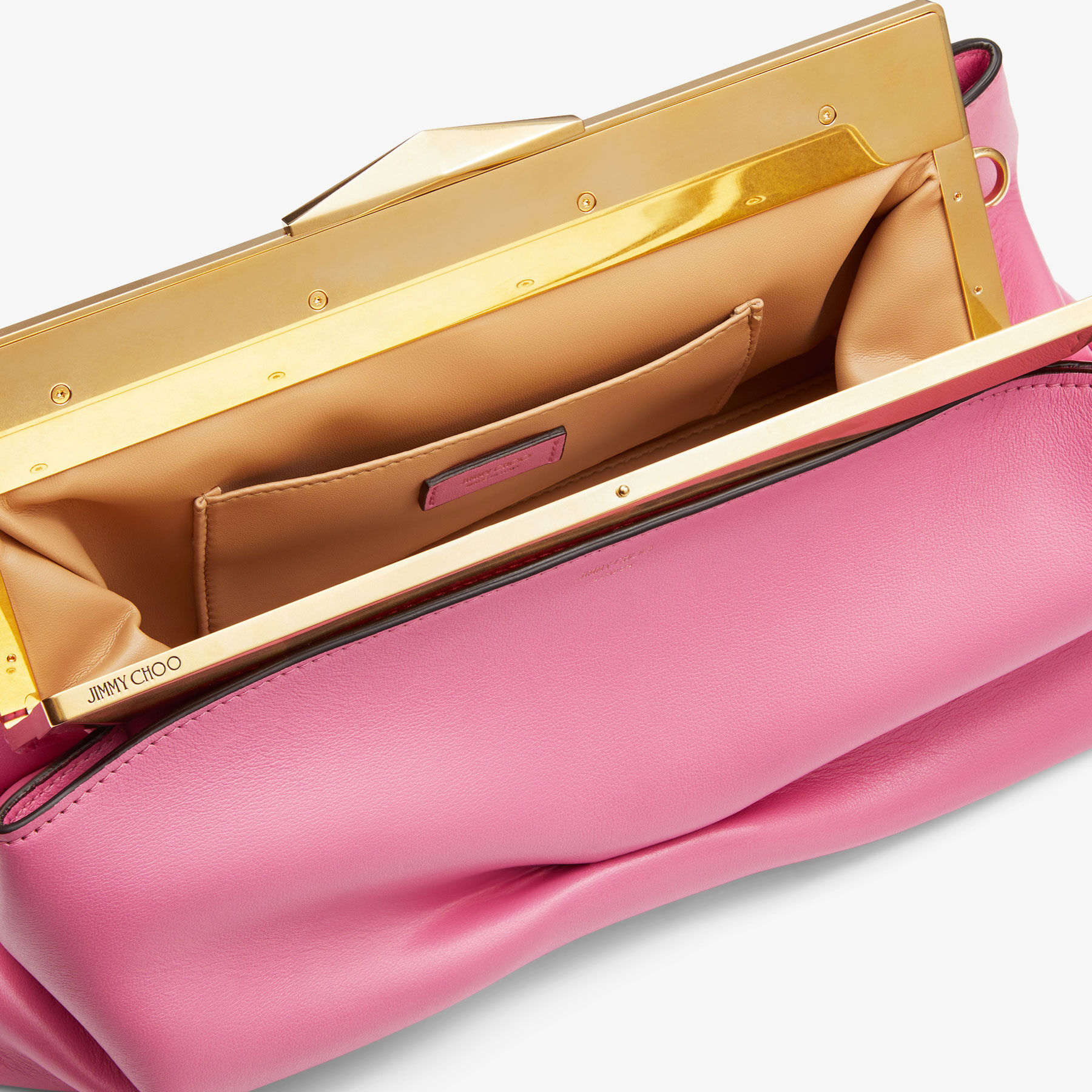 Diamond Frame Clutch | Candy Pink Calf Leather Clutch Bag