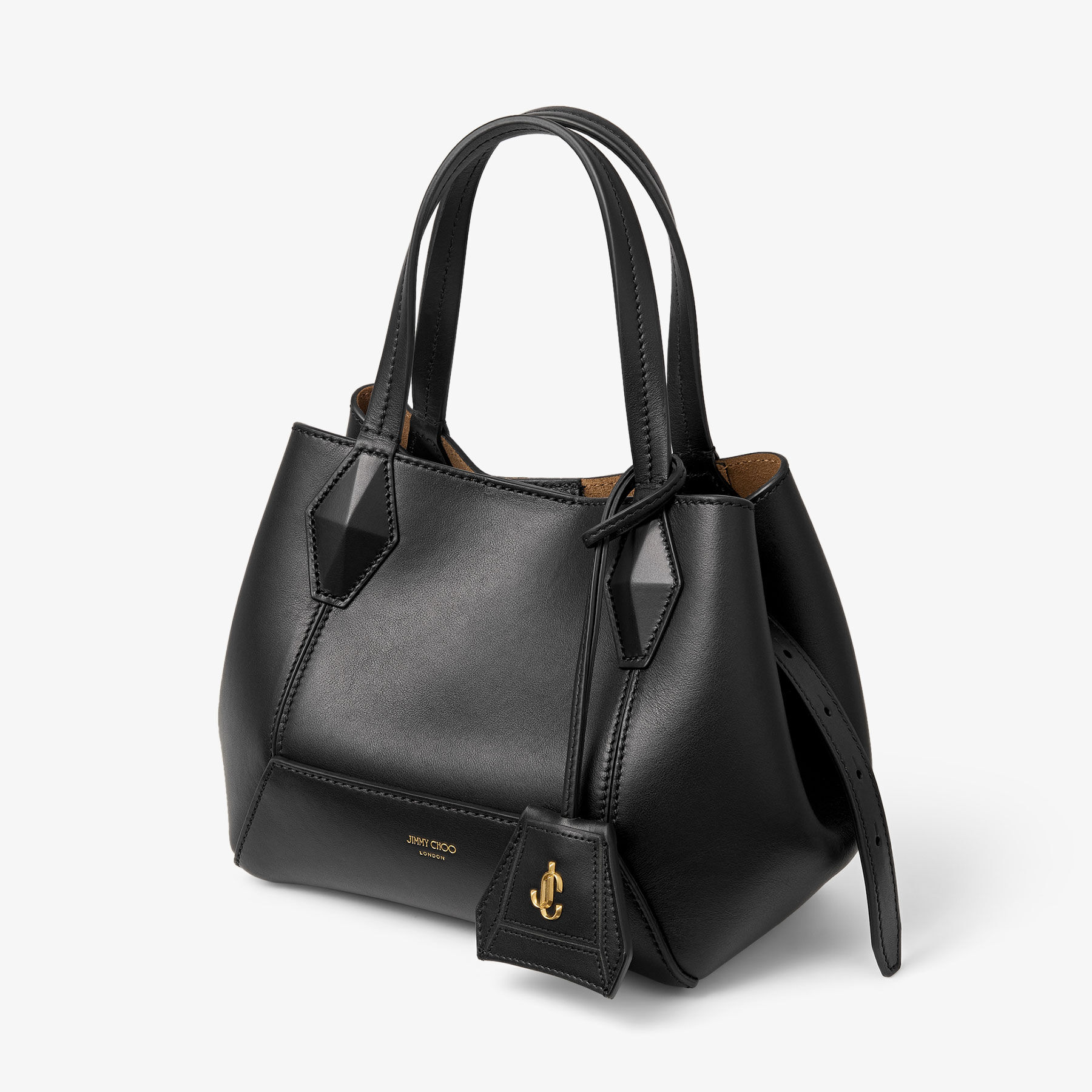 Diamond Tote/S |Black Calf Leather Tote Bag | JIMMY CHOO