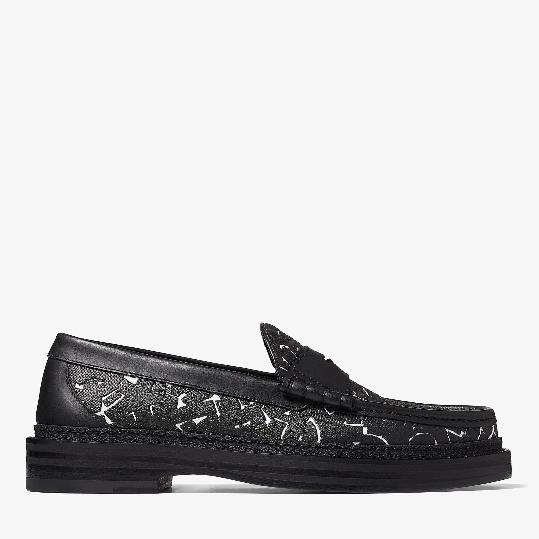 Black and White Artwork Printed Canvas Loafers | EZRA/M
