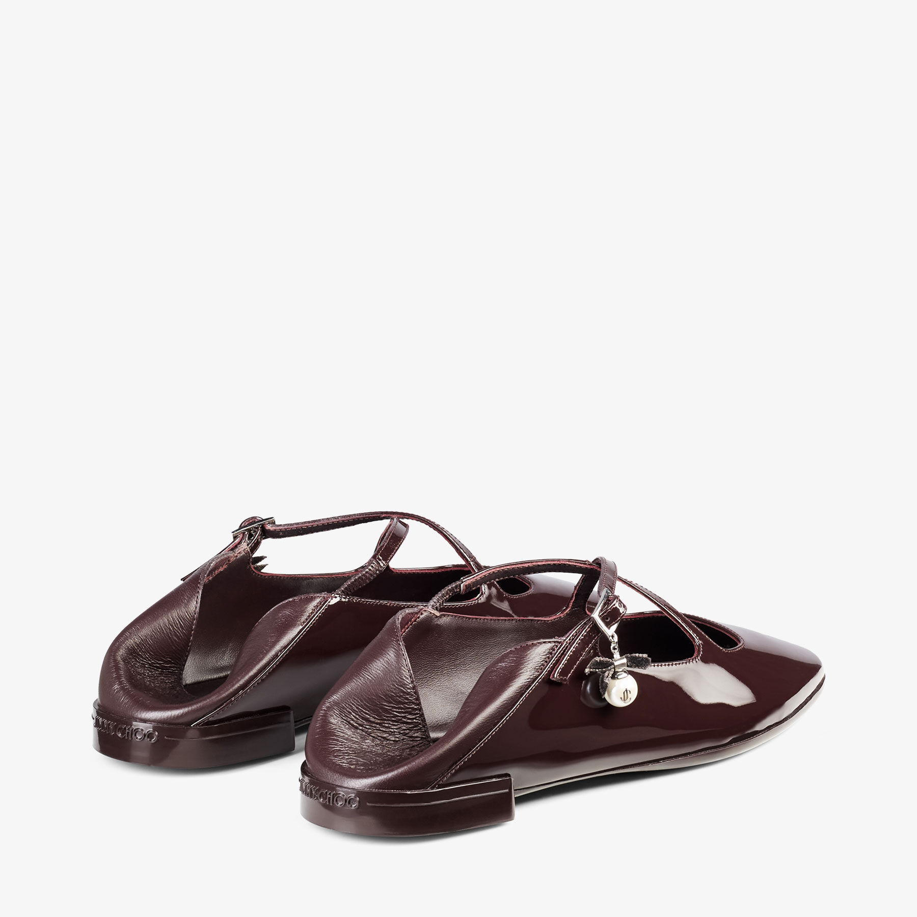 Ballerines Cuir Verni Bordeaux Paco Valiente T37 - Rubans Cheville - Très Bon état