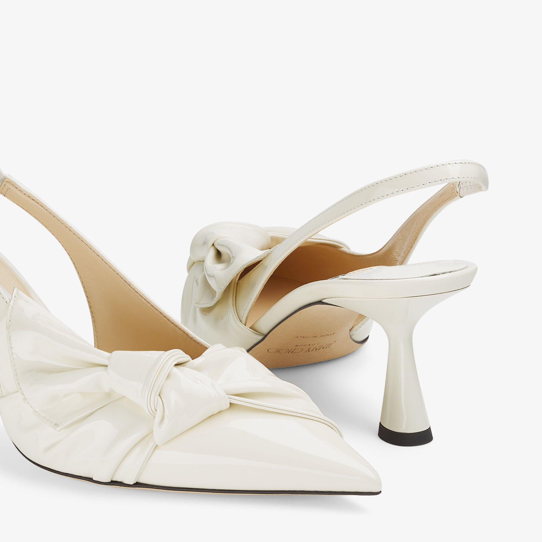 ELINOR SB 65 | Latte Soft Patent Pointed-Toe Slingback Pumps | Winter 2022  collection | JIMMY CHOO