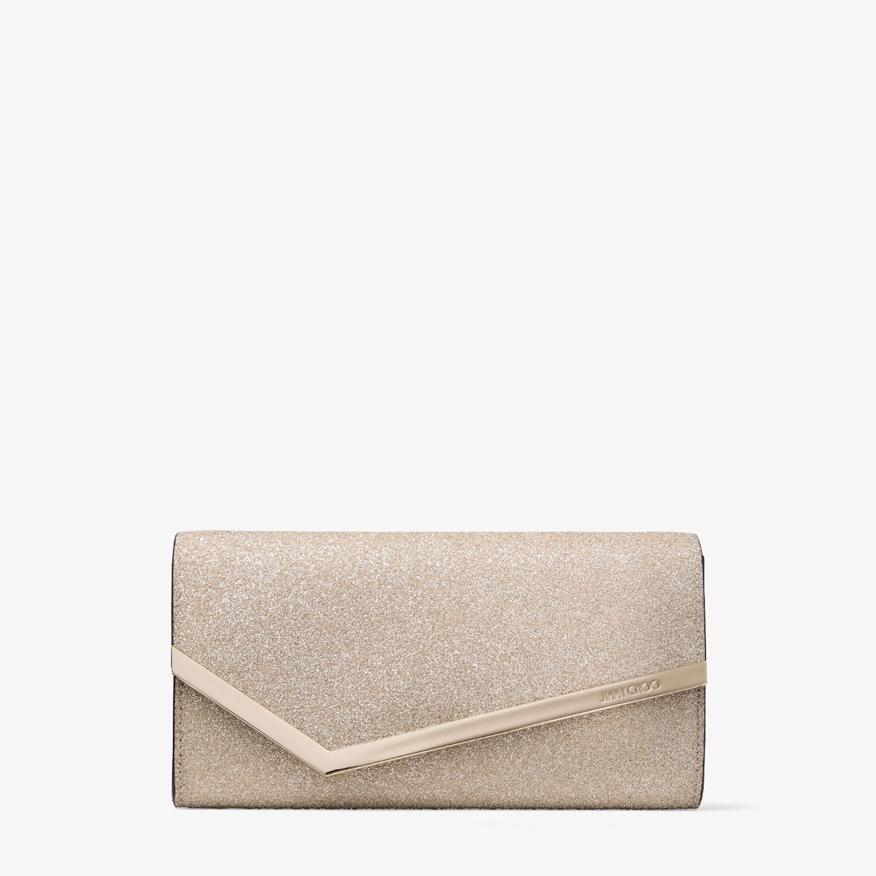 Emmie | Pochette con microglitter oro tenue chiaro | JIMMY CHOO