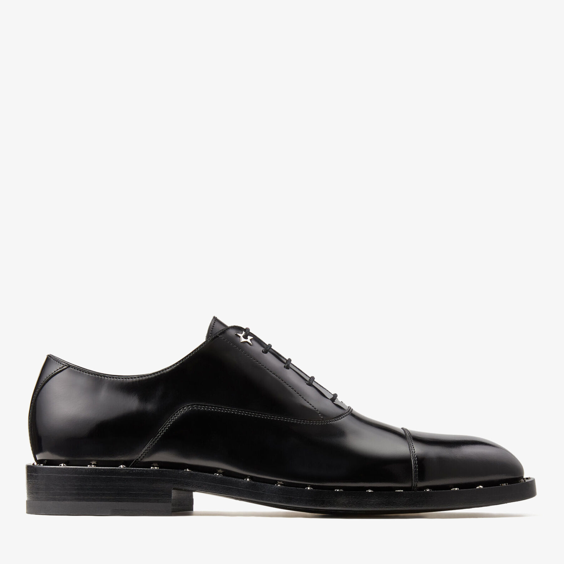 Black Brush-Off Leather Oxford Shoes 
