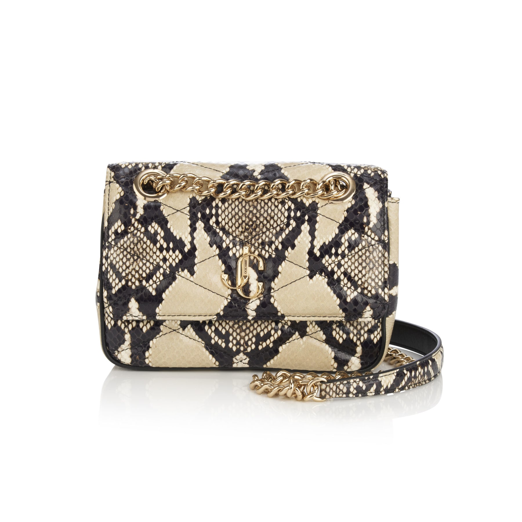 Farone Flap/S | Natural Quilted Printed Leather Shoulder Bag