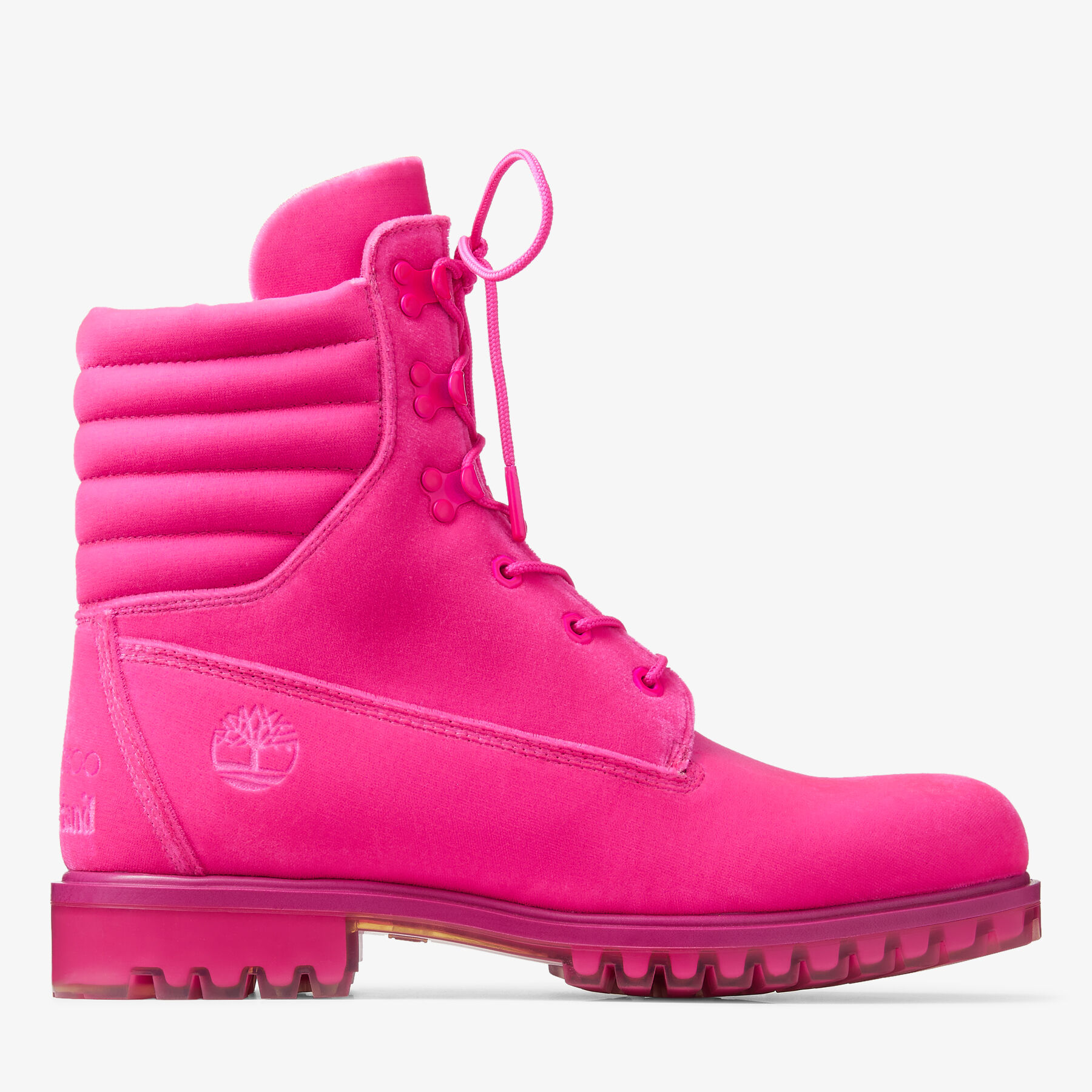Hot Pink Timberland Velvet Ankle Boots | JIMMY CHOO X TIMBERLAND 8 INCH  PUFFER BOOT | Jimmy Choo x Timberland Collection | JIMMY CHOO