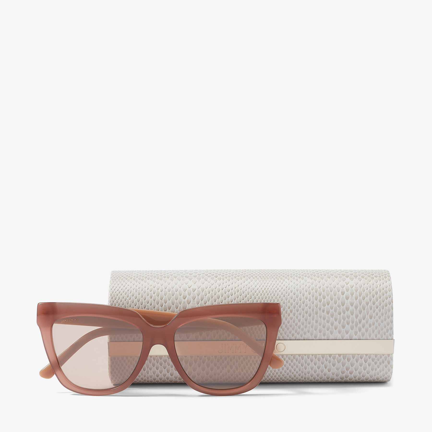Opal-Nude Square-Frame Sunglasses with JC Emblem and Studs 