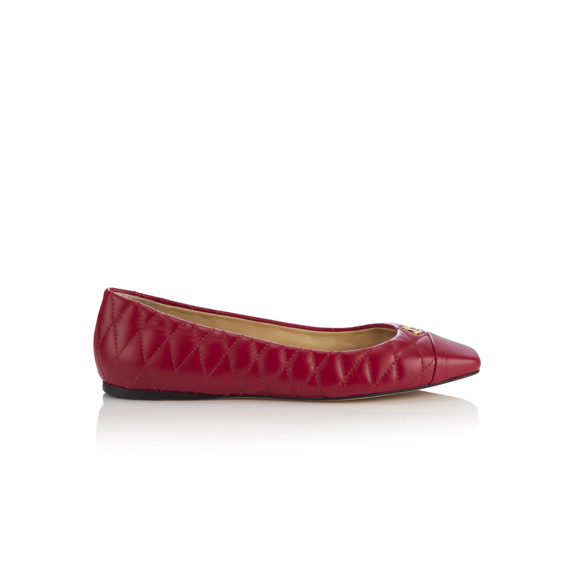 Leni | Raspberry Quilted Vintage Leather Flats | New