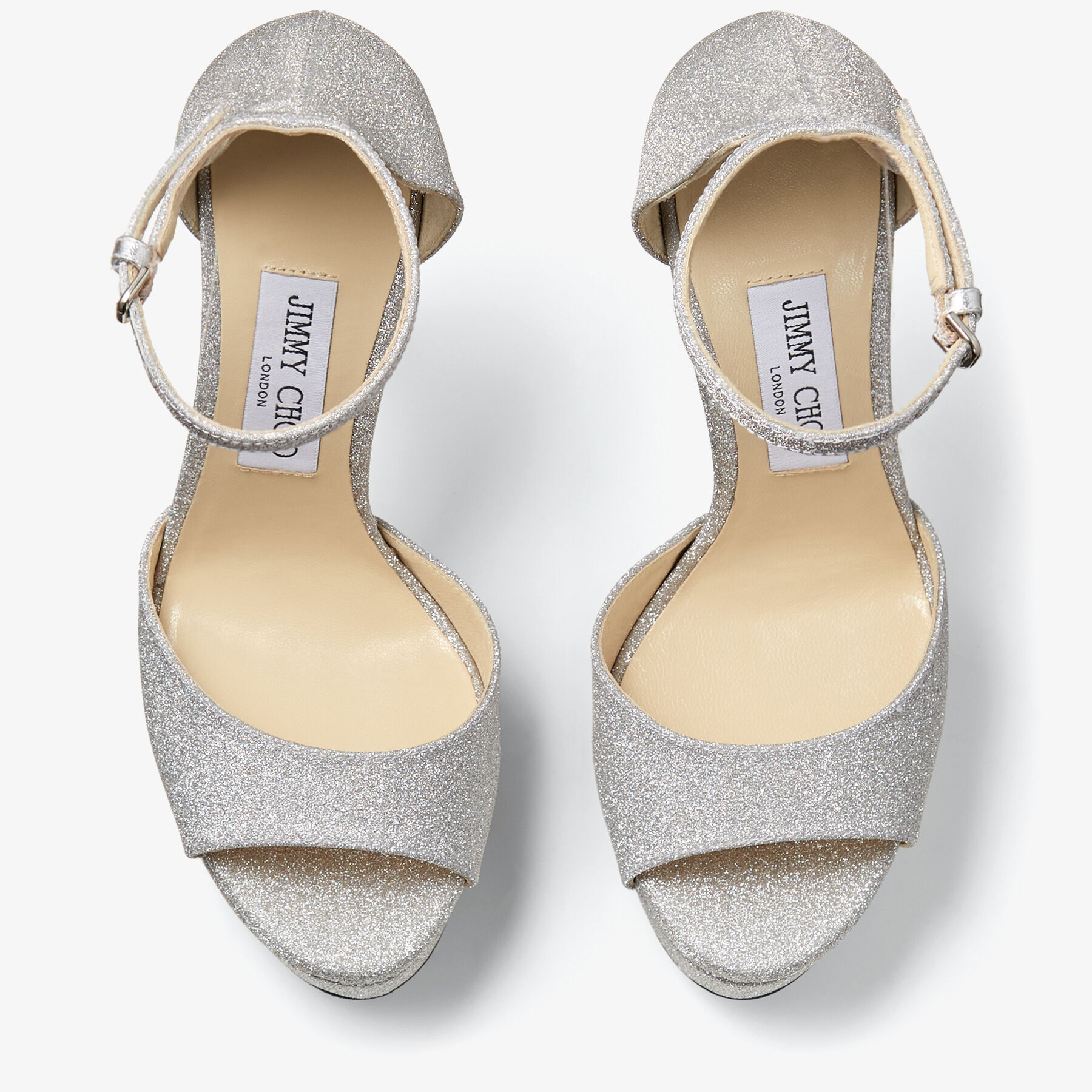 Metallic Silver Glitter Fabric Platform Stiletto Sandals|MAX 150 