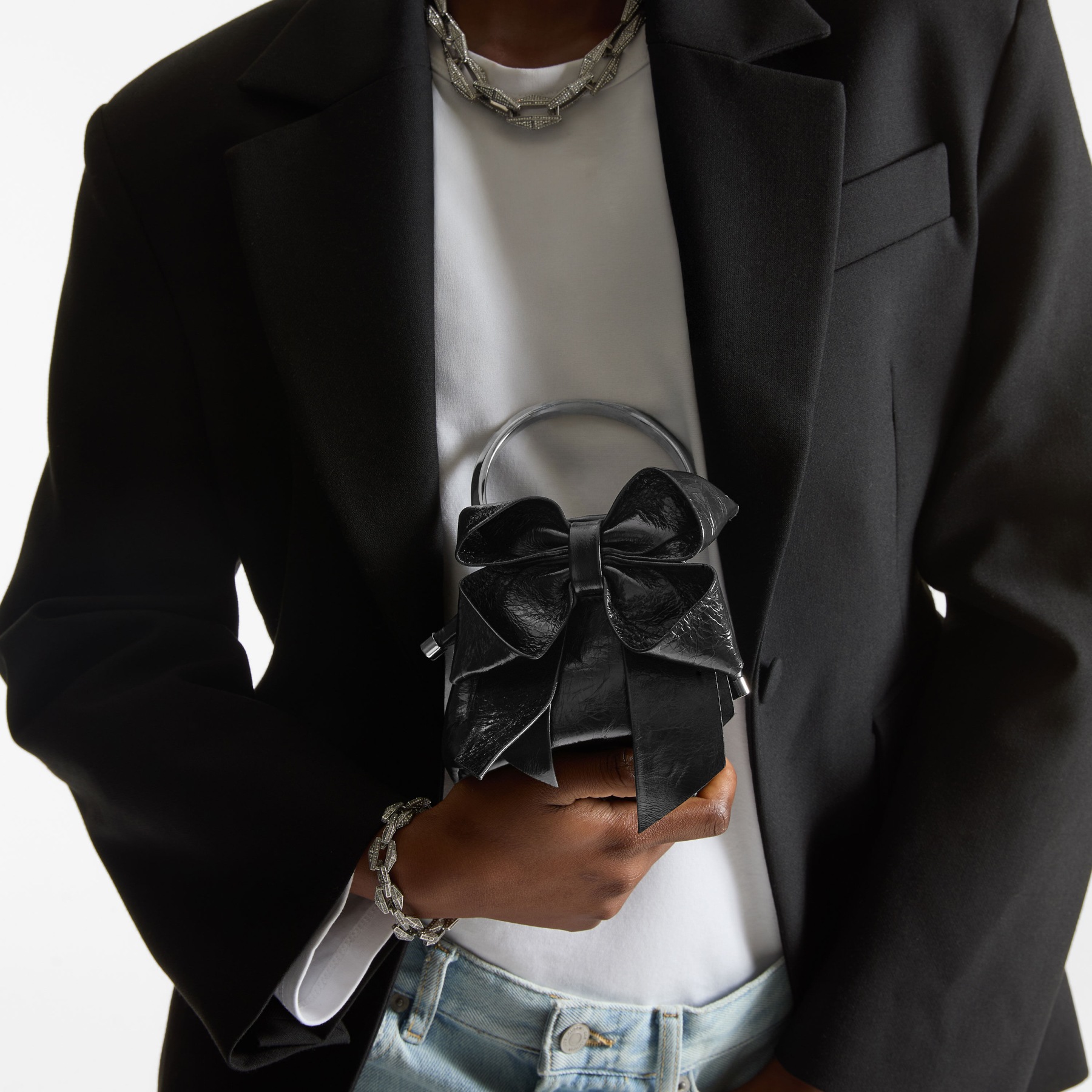 Micro Bon Bon | Black Vintage Metallic Leather Mini Bag