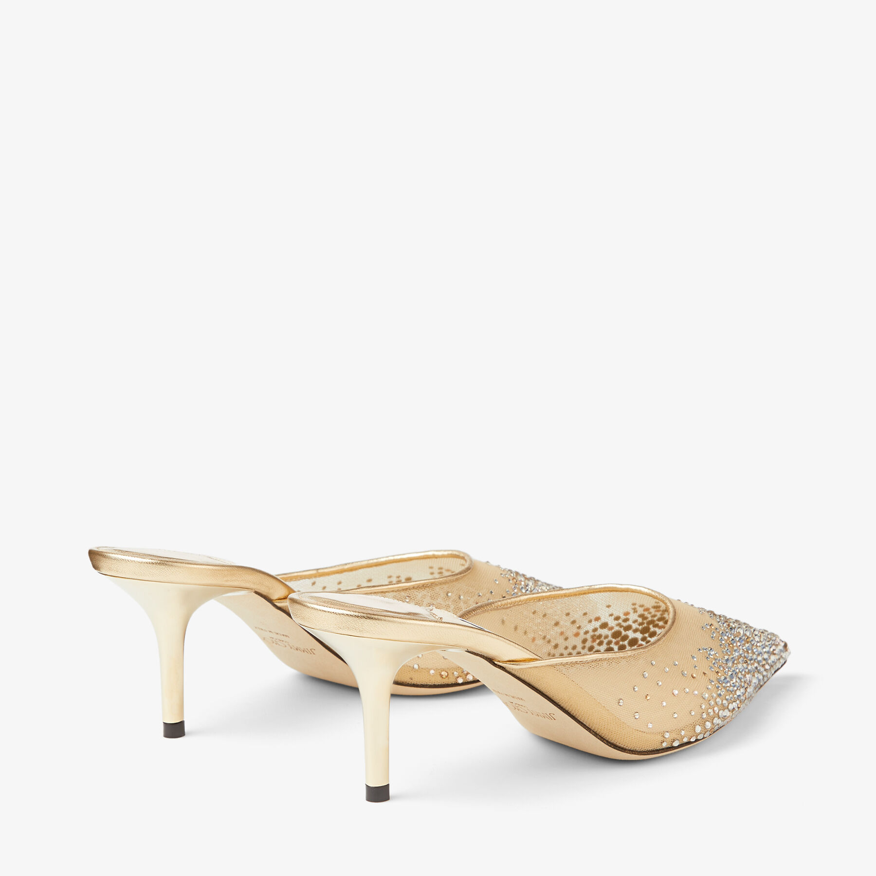 RAV 65 | Champagne Mesh Pointed-Toe Mules with Dégradé Crystals RAMADAN  2023 COLLECTION | JIMMY CHOO
